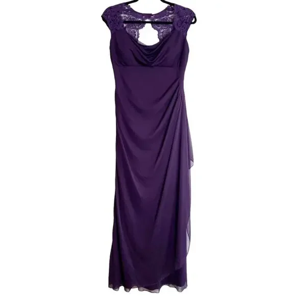 XSCAPE DRESS GOWN 10 PURPLE MOTHER OF THE BRIDE FORMAL EVENING WEDDING GUEST - Picture 1 of 10
